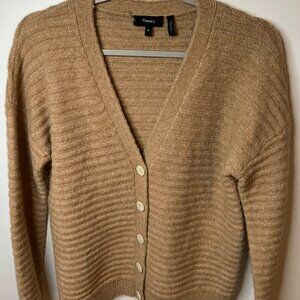Theory Sweater Cardigan Preppy Wool Blend Cardi Paramour Yak Size M